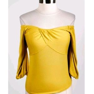 Free People Yellow  Off Shoulder Blouse